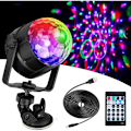 Miniatyrbilde 1 av 5: Discokule LED Discolys med 15 lysformer, Discolyseffekter 360° roterbart RGB-festlys LED-discokule med USB-kabel for jul,