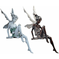 Miniatyrbillede 4 af 5: Havefigur til haven, Dekorativ statue, Fe-statue, Fe-havefigur Fe-pynt Stor statue Harpikshåndværk Studiedekoration Have Stue Hvid