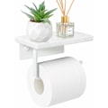 Miniatyrbillede 1 af 5: Toiletpapirholder i marmor med hylde, toiletrulleholder, skruevægmontering, toiletpapirholder i rustfrit stål med opbevaring til badeværelse og