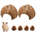 Miniatyrbilde 1 av 5: Halve kokosnøttskallbiter, kokosnøttskall som avls- og gjemmested for smådyr, dekor for akvarium for smådyr (ø 10-14 cm)