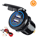 Miniatyrbillede 2 af 5: Billadninglader 4.2a Dobbelt USB Billadning Åbning Berøringsskifte 12V24V HIASDFLS