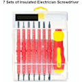 Miniatyrbillede 2 af 5: Isoleret skruetrækker sæt til elektrikere, 7 dele - Solidt og multifunktionelt sæt (14 i 1) i krom vanadium legering, 500V