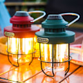 Miniatyrbild 5 av 5: Camping Bärbar Retro Lykta Vintage Tältbelysning Lykta USB Laddningsbar LED-lampa Hängande Nödlampa Grön