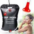 Miniatyrbilde 1 av 5: Camping Solardusjpose, 20L Camping Solardusjpose Utendørs Bærbar Foldbar Pose med Byttbar Fleksibel Dusjhode Slange Temperatur 45°C for
