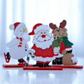 Miniatyrbilde 5 av 5: Juledekor, festlig julenisse snømann - juletre snøfnugg trehåndverk julepynt utstilling rekvisitter