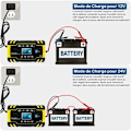 Miniatyrbillede 3 af 5: 12V/24V 8A Intelligent Batterilader, 3-trins Batterilader Vedligeholdelses- og Automatisk Reparationsfunktion til Bil Motorcykel Lastbil, AGM, Gel, Våd, S