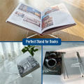 Miniatyrbillede 5 af 5: X-formet akryl bogstand kogebog display stand opskrift menu magasiner historie bogstand til udstilling, sort S