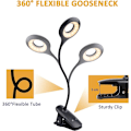 Pikkukuva 5 / 5: USB-ladattava langaton sängynpäälamp, musta kosketuslukulaite, 3 väriä ja 3 himmennettävää, paristokäyttöinen pöytälamp, lukulaite klipsillä