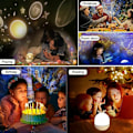 Miniatyrbillede 2 af 5: Natlampe Projektor med Musik, Stjernelys Projektor med Fjernbetjening, 6 Projektionsfilm Baby Vugge Lys 360° Rotation Timer Projektor Lys