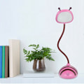 Miniatyrbillede 2 af 5: Led skrivebordslampe bi-design trykkontrol dæmpning fleksibel USB genopladelig skrivebordslampe øjenpleje børn studerende lampe (Pink)