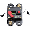 Pikkukuva 4 / 5: Sulakehyssu manuaalisella nollauksella, 100A sulakepidike Trolling-moottori Auto Auto Vene Pyörä Stereo Audio Inline-sulake Virranmuunnin 12V-24V DC (100A)