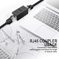 Pikkukuva 4 / 5: 2 kpl RJ45-liitäntä, Ethernet-sovitin, Ethernet-kaapeli jatko, naaras-naaras sovitin, musta