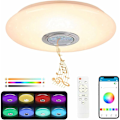 Pikkukuva 1 / 5: 36W LED-kattovalaisin Bluetooth-kaiuttimella, väriä vaihtava kattovalaisin, kaukosäädin ja mobiilisovellus, 3600LM, 3000-6500K, IP44, makuuhuoneeseen, Li