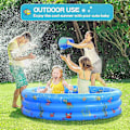 Miniatyrbild 3 av 5: Uppblåsbar vadderad pool, liten rund hopfällbar PVC-barnpool för familjedusch, bärbar badkar i vattenlekcenter fiske (100CM)-