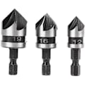 Miniatyrbillede 1 af 5: Router, Fræser og Fræserbit 3 stk. 90 Grader 5-Flad Fasefræsere Sæt til Træ, Metal Hurtig Skift 1/4\" Hex Fasebor Carbon Stål Hals Til