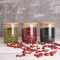Miniatyrbild 2 av 5: Glasförvaringsburk med bambulock för lufttät förvaring, 450 ml - 3-pack
