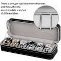 Miniatyrbild 5 av 5: 6 Fack Bärbar Urklocka Box Resa Blixtlås Väska Samlare Lagring Organizer Box För (Svart)