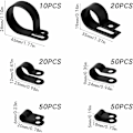 Miniatyrbilde 2 av 5: 200 stk. Nylon R-klips plastklemmer for rør, 6 størrelser 3/16'' 1/4'' 3/8'' 1/2'' 3/4'' 11/8'' kanalklemmer, kabler, hylser (svart)