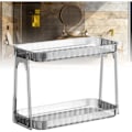 Miniatyrbilde 4 av 5: Kosmetisk oppbevaringshylle dobbelt lag transparent avtakbar moderne sminkebord skrivebordsarrangør transparent farge