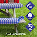 Miniatyrbild 4 av 5: Vinyl picknickbord och bänköverdrag, rutmönster, flanellfoder, 3-delat set, blå