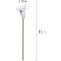 Miniatyrbilde 2 av 5: 24 stk kunstige Calla Lily blomster til DIY midtpunkter brudebukett hjemmedekor (lilla i hvitt)