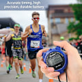 Miniatyrbilde 5 av 5: Stoppeklokke Timer Sportsdommer Bærbar Digital Klokke Vanntett Stoppeklokke Intervalltreningstimer Abc Blå Utendørs Digital Timer med Snøre