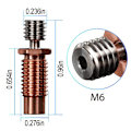 Miniatyrbillede 2 af 5: 4X 3D Printer Dyses Bimetal All Metal V6-TCrazy Heat Break Titan og Kobber Hals til 1.75mm V6 Hotend Varmer