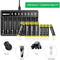 Miniatyrbillede 2 af 4: 8-Bays AA AAA Batterilader (Hurtig USB-opladning) til Ni-MH-genopladelige batterier