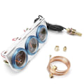 Miniatyrbillede 2 af 5: 52MM Krom Bil Triple Gauge Meter Ammeter Temperatur Tryk 3-i-1 Combo Kit