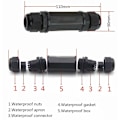 Miniatyrbilde 2 av 5: 2 stk. Skjermet RJ45 Vanntett Cat5/5e/6 8P8C IP67 Ethernet LAN Hane Dobbel Hode Utendørs LAN-kontakt Kobling Hunn til Hunn Adapter