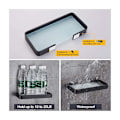 Miniatyrbillede 2 af 5: Badeværelseshylde i hærdet glas, ingen boring, rektangulær brusehylde, sort (26 cm)