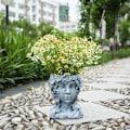 Miniatyrbild 3 av 5: Blomkruka Växtkruka Hushåll Flicka Design Dekorativ Kruka Grå