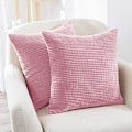 Miniatyrbilde 5 av 5: Putetrekk med stripete mønster, sett med 2, Corduroy putetrekk, myke solide putetrekk for soverom sofa - 16''x16'' babyrosa