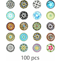 Miniatyrbild 2 av 5: Glaspärlor Stenar 100 st Glas Cabochons Blandad Färg Färgglada Runda Dekorativa Granuler Tryckta Glaspärlor för Hantverk -