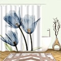 Miniatyrbillede 1 af 5: Blomstermønstret bruseforhæng Vandafvisende skimmelresistent polyesterstof Badeværelsessæt med kroge (180 x 180 H CM 100% Polyester) Blå