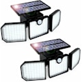 Miniatyrbillede 1 af 5: Solcelle væglampe 2 stk. Udendørs solcellelampe Solbevægelsessensor væglampe 3 hoveder Vandafvisende udendørs væglampe, til indendørs og udendørs
