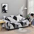 Miniatyrbilde 5 av 5: Svart og hvitt sofaovertrekk for polyester elastiske sofaovertrekk Sofa stolbeskytter (M)