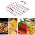Miniatyrbillede 5 af 5: 9 Tommer Rustfrit Stål Airfryer Kogegitter Multifunktionelt Firkantet Stegerist med Spidde Pinde Bagebakke Airfryer Holder