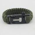 Miniatyrbillede 2 af 3: Udendørs overlevelsesarmbånd, flettet paracord-armbånd til mænd og kvinder, udendørs overlevelsesarmbånd med faldskærmsline - grøn