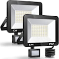 Miniatyrbild 1 av 5: 50W LED-strålkastare för utomhusbruk med rörelsesensor, 2-pack, IP67 vattentät LED-strålkastare med sensor, 5000LM 7000K kallvitt utomhusbelysning, utomhuslampa