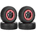 Miniatyrbild 1 av 5: 4 st 76 mm 1,55 metallfälg med däckset för 1/10 RC Crawler Car Axial Jr D90, svart + röd fälg