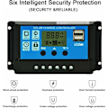 Miniatyrbild 5 av 5: Solcellsladdningsregulator - Intelligent Solpanelbatteriregulator med Dubbla USB-portar, Multifunktionell Justerbar LCD-display Gatulampastyrning