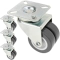Miniatyrbilde 1 av 5: Industrielt design dobbelt svingbar hjul i polyuretan og PVC uten brems, 50 mm, grå (sett med 4)