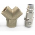 Miniatyrbillede 5 af 5: Trykluftdispenser, Triomphe Trykluftforbindelse, Trykluftskifter, Med To 1/4 Tommer Gevindede Forbindelser, Fremstillet af Rustfri Messing
