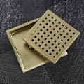 Miniatyrbillede 3 af 3: Bruserafløb, Bruserafløb Guld Rustfrit Stål Kvadratisk 15x15cm Bruserafløb Gulvafløb Gulvafløb med Gulvafløbsdæksel, Messing Deodoriserende Kerne, Bru