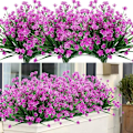 Miniatyrbild 1 av 5: 8 Paket Konstgjorda Utomhusblommor UV-Resistenta Buskar Växter, Konstgjort Plastgrönska för Inomhus Utomhus Hängande Växter Trädgård Veranda Fönster Bo