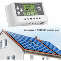 Miniatyrbillede 3 af 5: Solpanel-laderegulering, Smart Solpanel-laderegulering LCD-skærm USB-udgang 12V 24V 10/20/30A Solpanel Batteriregulering (KYZ-20A)