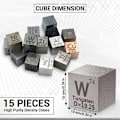 Miniatyrbillede 3 af 5: 15 stk. Metal Element Kuber - Densitetskube Sæt til 1 Samling af Periodiske Systemer af Elementer - Ren Wolfram Kvadrat (10mm)