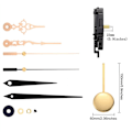 Miniatyrbillede 3 af 5: 2X DIY Quartz Pendulum Urværk Mekanisme Urværkssæt med 4 par forskellige visere Vægurs Reparationsdele