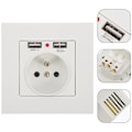 Miniatyrbilde 2 av 3: Sett med 2 veggkontakter, veggkontakt med dobbel USB 5V/2100mA, innfelt kontakt med 2 USB-porter Praktisk og hendig